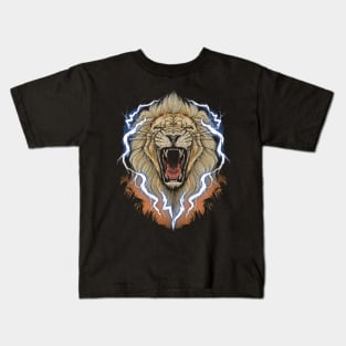 Thunderous Roar, Lion Kids T-Shirt